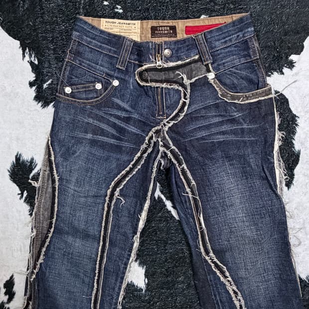TOUGH JEANSMITH Y2K 로우라이즈 디스트레스드 데님 팬츠