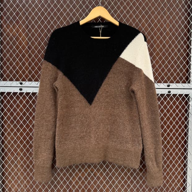 neil barrett 닐바렛 컬러블록 배색 모헤어 니트 xs