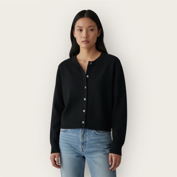 XS/ 샤넬 유니폼라인 은장버튼 라나울 가디건