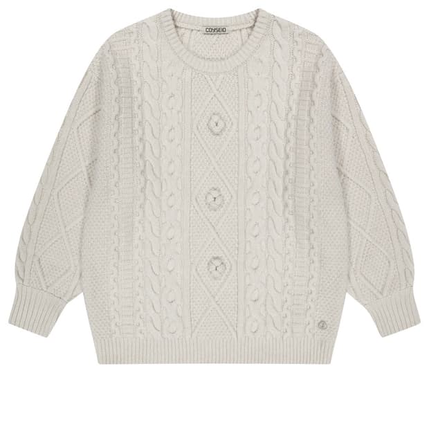 Coyseio POMPOM CABLE KNIT IVORY