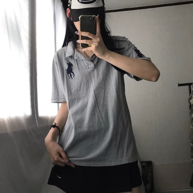폴로 그레이 빅포니 반팔티셔츠