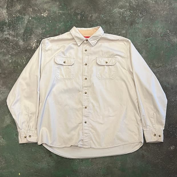 [XL] 랭글러 코튼 트윌 워크 셔츠 아이보리 더블포켓 Wrangler