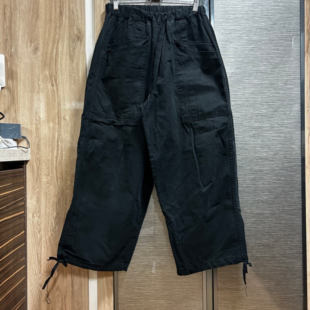 아더핏 블랙 밴딩 와이드 퍼티그 팬츠 F