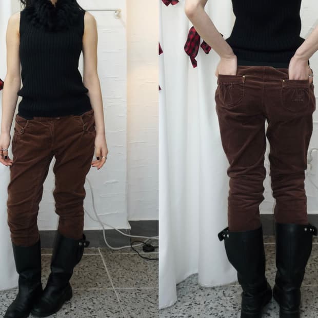 brown suede skinny pants