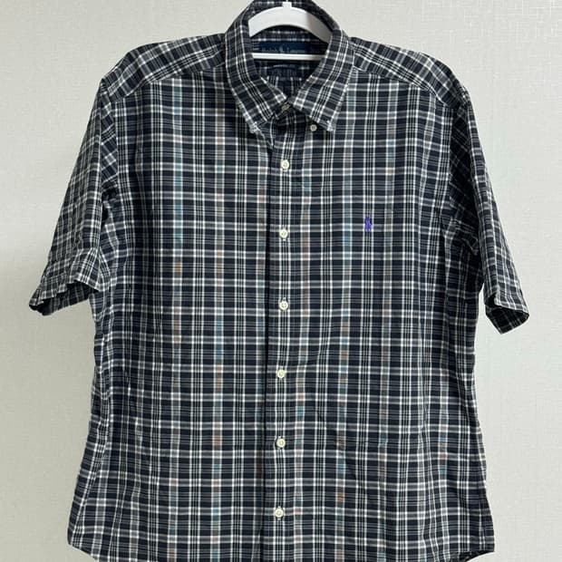 폴로 랄프로렌 클래식 체크 반팔 셔츠 L