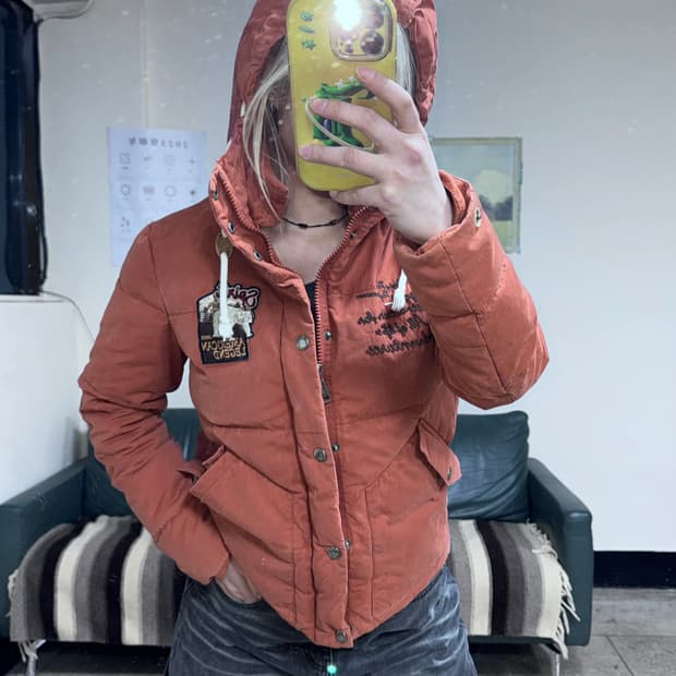 투티/0092 jeep 오렌지 브라운 후드 패딩 