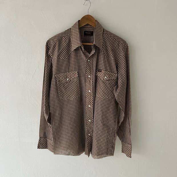 80's vtg Wrangler check  Western shirt.
