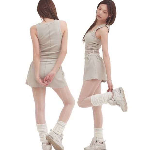 포어링 stud mini dress 원피스 베이지