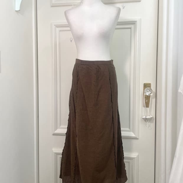 brown mini ruffle point mori long skirt