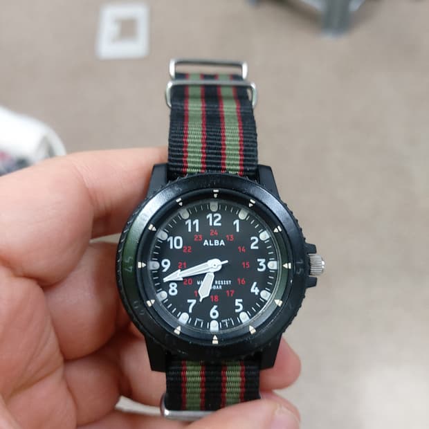 알바 블랙 색상의 필드 시계