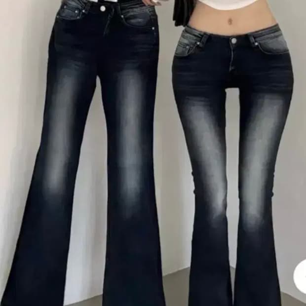 룩캣미 골반패드 기모 반하이 로우라이즈 부츠컷 팬츠