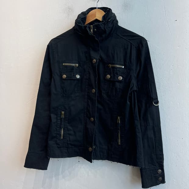SKY BOMBER JPN 밀리터리 하이넥 자켓 블랙 우먼즈