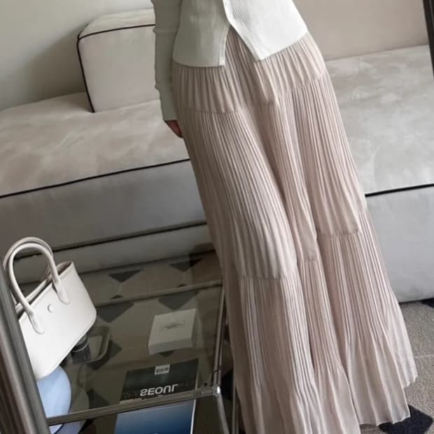 연베이지 맥시 롱스커트 (아린님 착용)