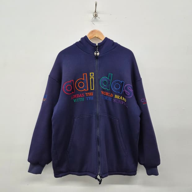 아디다스 레인보우 로고 후드집업 남성 L