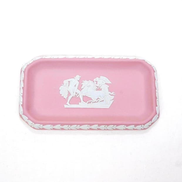 [영국엔틱] 웨지우드 제스퍼웨어 직사각 도자기트레이 장식접시_ 핑크