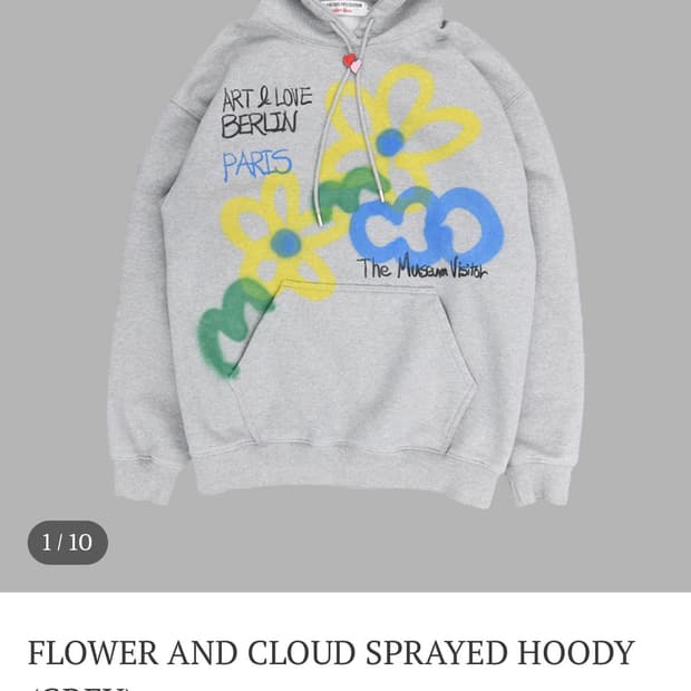 The Museum Visitor 플라워 후드티 그레이