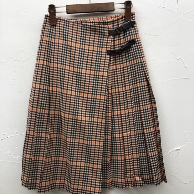 old england 체크 랩 스커트