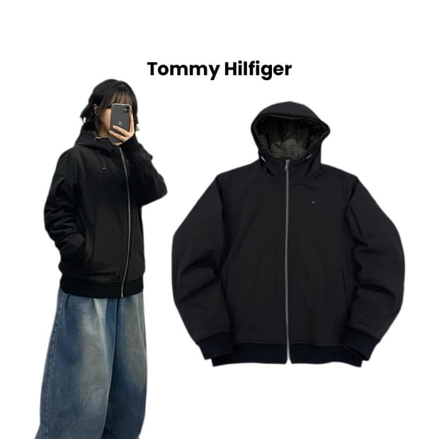 타미힐피거 하이넥 스몰로고 쉘 바람막이 점퍼 자켓
