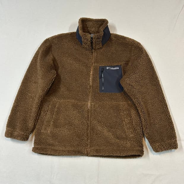 L) 컬럼비아 브라운 플리스 후리스 파일 자켓