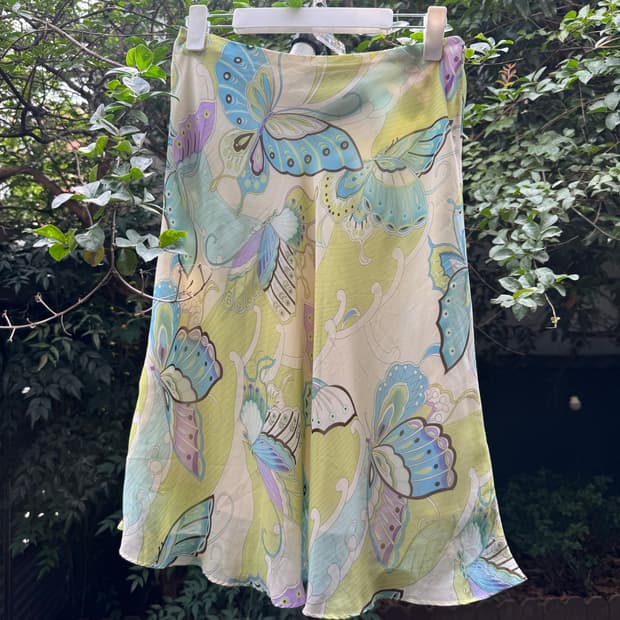 Y2K Butterfly Midi Skirt 나비 쉬폰 미디 스커트