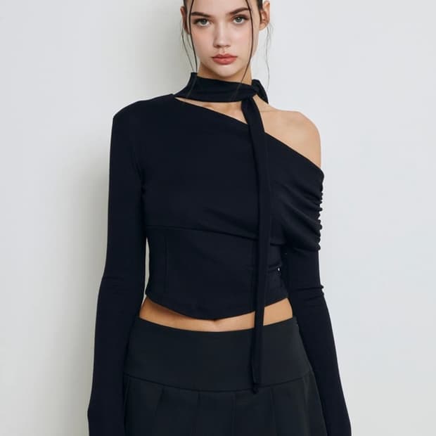 낫유어로즈 셔링 스카프 티셔츠