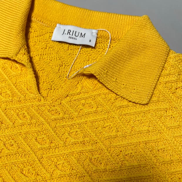 제이리움 코튼텍스쳐드 오픈카라 스웨터 S