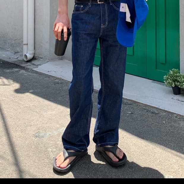 L / 진청 ) 셀비지 와이드 데님 팬츠