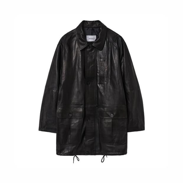 해칭룸 레더 파카 램스킨 블랙