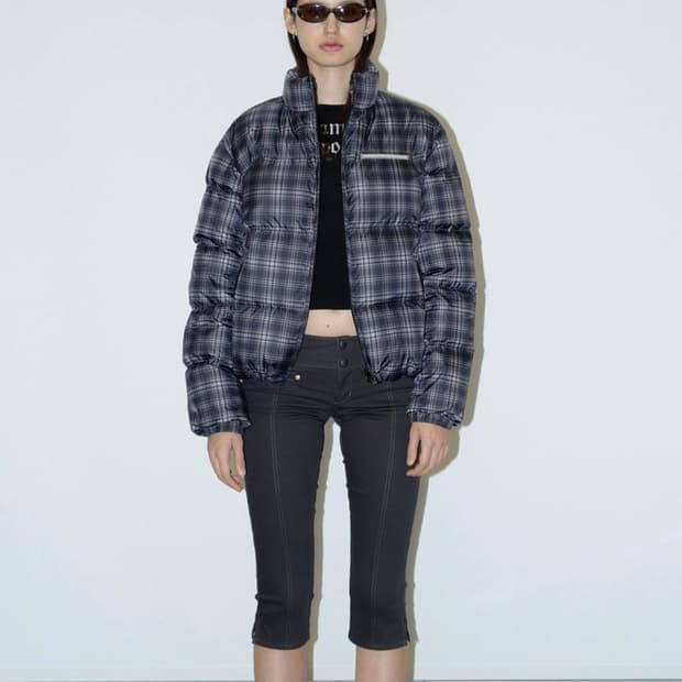 스컬프터 107 푸퍼 패딩 덕다운 Plaid Blue