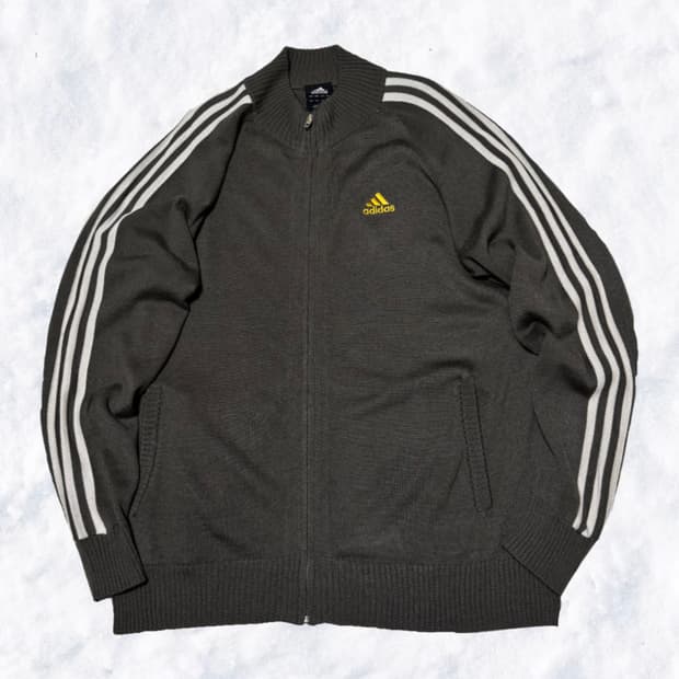 아디다스 일본 카키 니트집업 