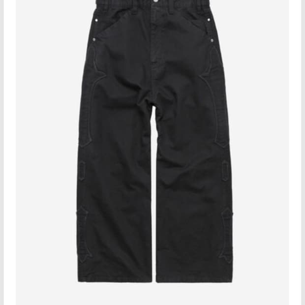 [2] 폴리테루 플뢰르 패치드 팬츠 워시드 블랙