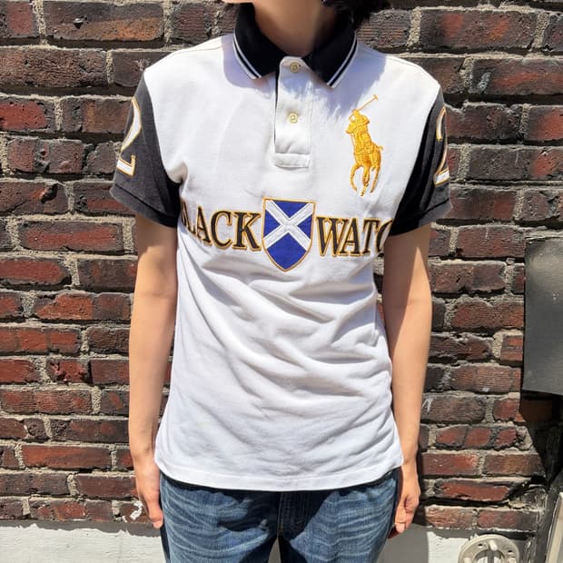 Polo Ralph Lauren 골드 빅포니 블랙워치 반팔 카라티 S