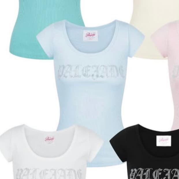 페일제이드retro cubic cap sleeveT baby blue