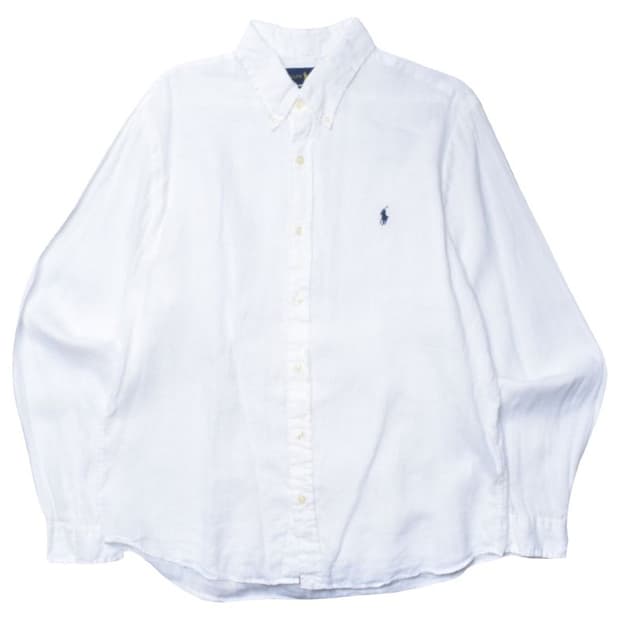 폴로 랄프로렌 신형라벨 린넨 화이트 셔츠 남방 L