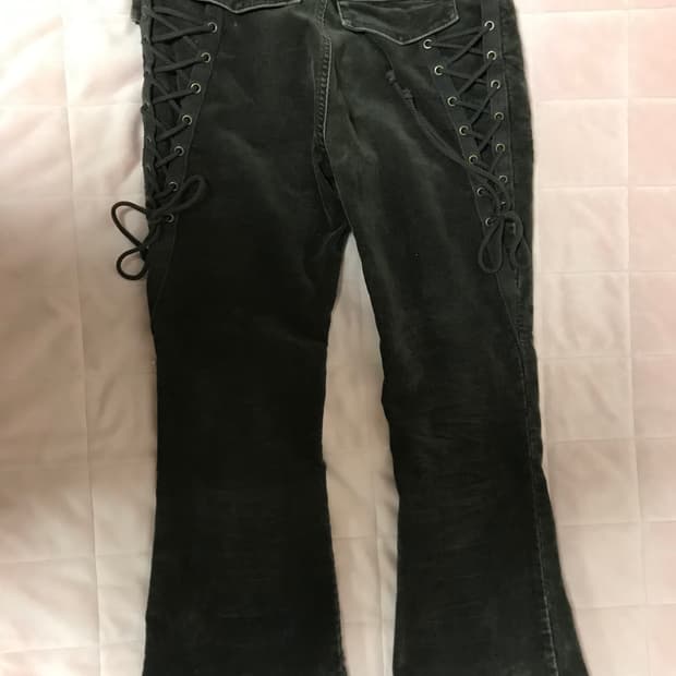 딥브라운 아일렛 스웨이드 부츠컷 팬츠