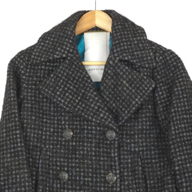[40(XS~S)] 로스트인미 알파카 혼방 체크 반코트