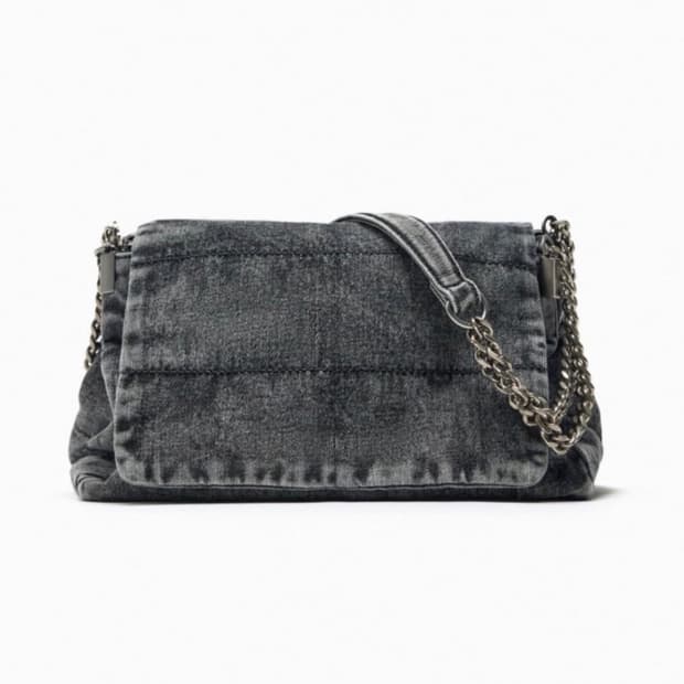 자라 락 플랩 데님 숄더백 