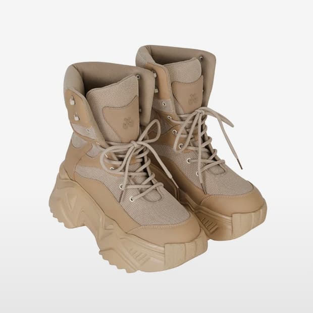 yeel PLATFORM BOOTS SNEAKERS BEIGE