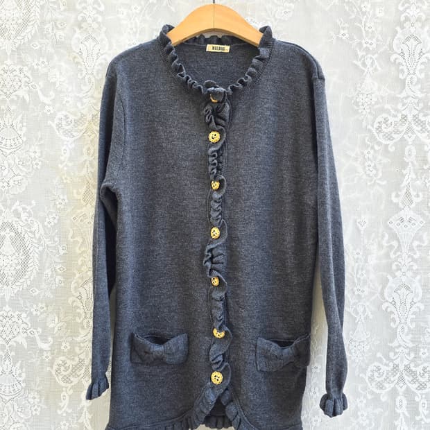 빈티지 금장단추 울 100% 가디건