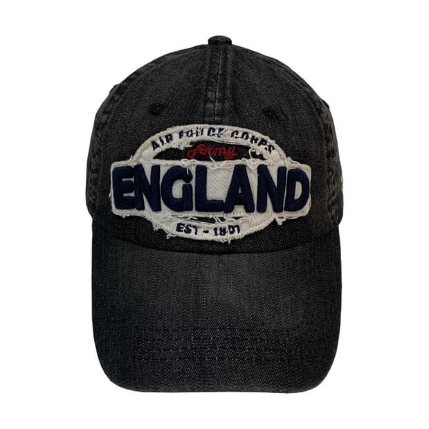 빈티지 워싱 잉글랜드 레터링 패치 데님 볼캡