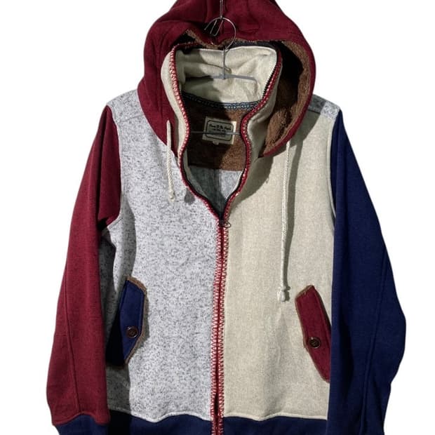 power to the people 니트 후드 집업