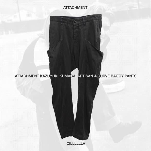 [1] ATTACHMENT 카즈유키쿠마가이 아티잔 J커브 배기팬츠