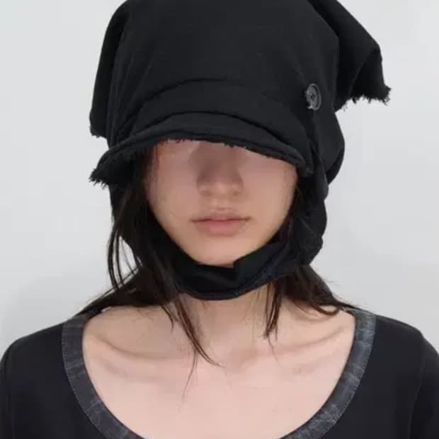 오호스 스카프 베일 울 캡 블랙