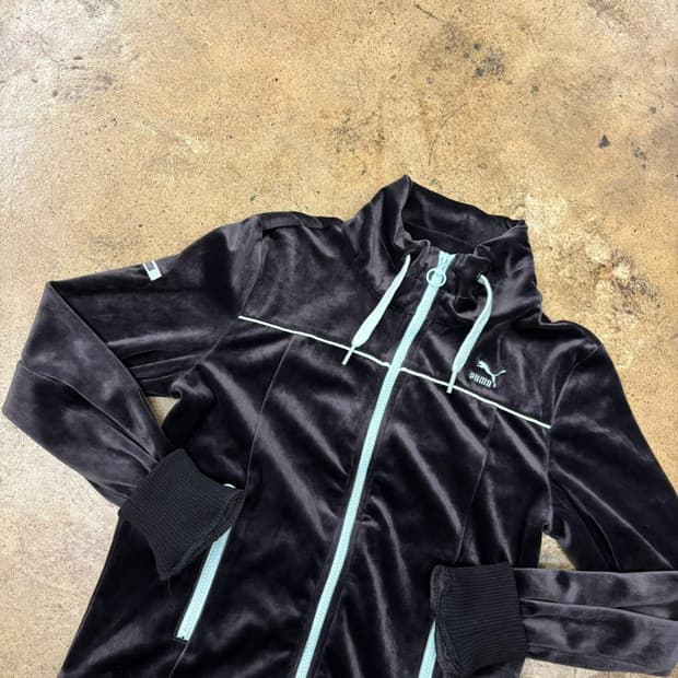 푸마 벨벳 블랙 민트 져지 트랙탑