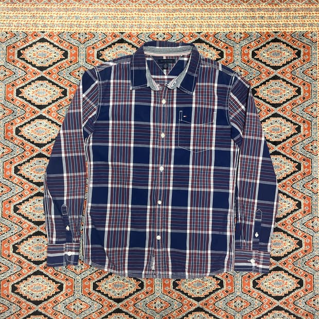 타미힐피거 블루 타탄체크 셔츠 여성M