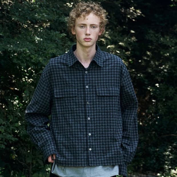 노운 크롭 체크 셔츠 자켓