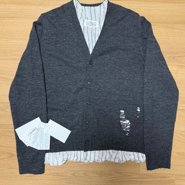 [XL] 메종마르지엘라 디스트레스드 가디건 다크 그레이