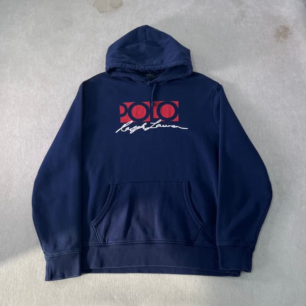 105 폴로랄프로렌 신형라벨 빅로고 네이비 후드티 
