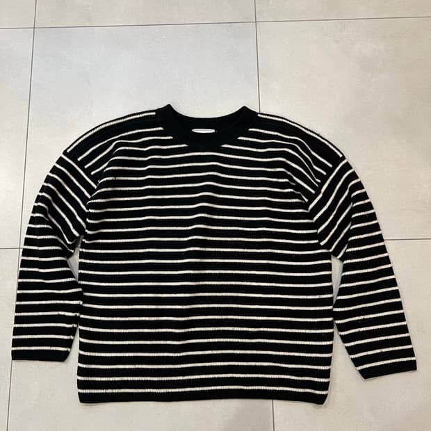 아미 헤비 메리노울 오버핏 스트라이프 니트 L