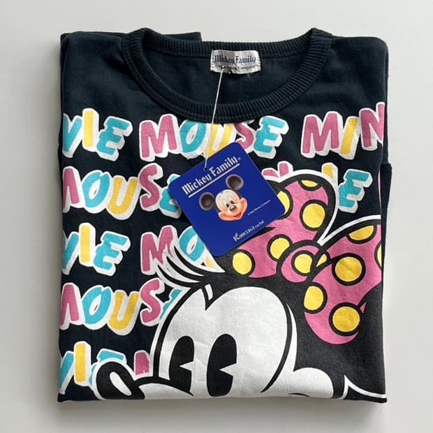 빈티지 디즈니 미니마우스 라운드 셔츠 (새제품)